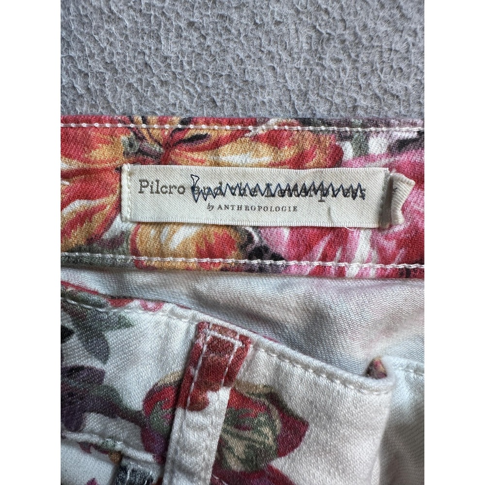 Pilcro And The Letterpress Mid Rise Skinny Jeans Womens 30 Floral Stretch Denim - Picture 9 of 15